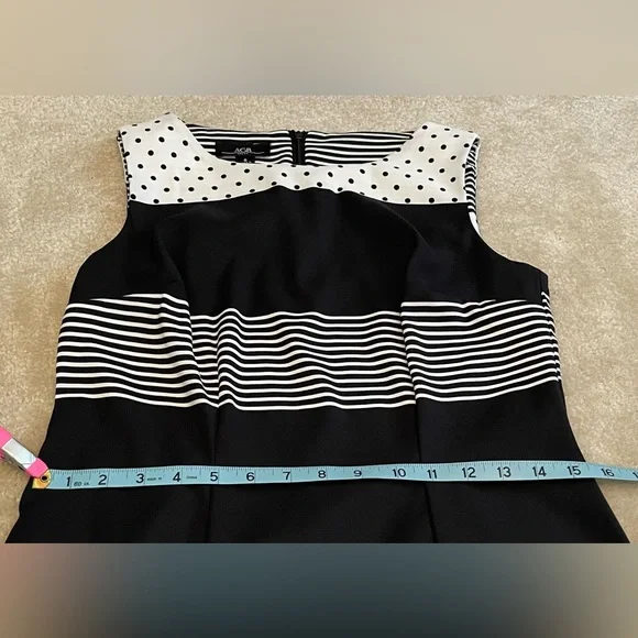 AGB Dress - Black and White with Polka Dot and Stripes - Size 6 - Picture 4 of 8